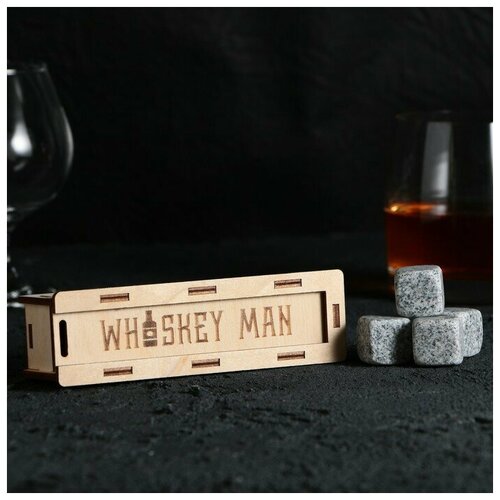 Камни для виски в деревянной шкатулке с крышкой Whiskey man