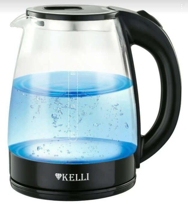 Чайник электрический KELLI KL-1368 1,8 л, 2200 Вт, стекло/черный