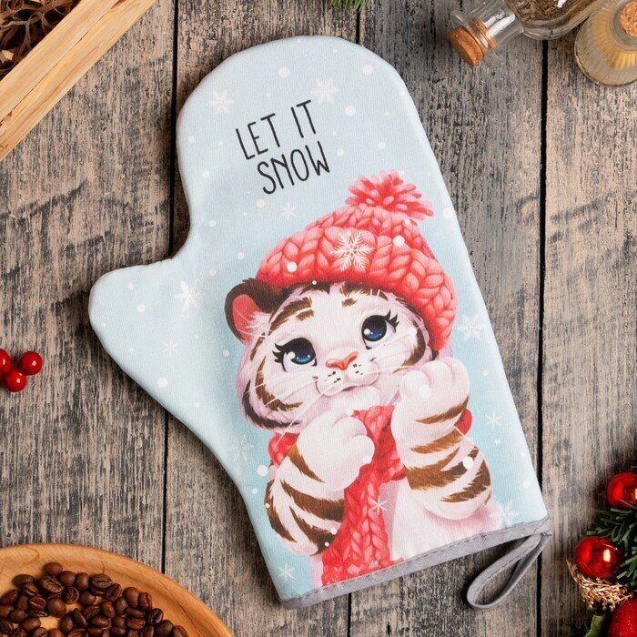 Варежка-прихватка для кухни Этель Winter fun 20x28 см саржа 100% хлопок ватин 250г/м2
