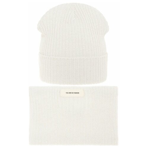 фото Комплект демисезонный для девочки (шапка и снуд) (размер: 52/54), арт. делия бел., цвет белый mialt