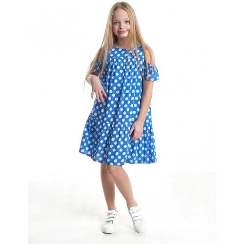Платье для девочек Mini Maxi, модель 7180, цвет темно-синий/мультиколор, размер 134