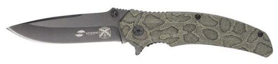 Нож складной Stinger , 84 мм (чёрный), рукоять: алюминий (зелёный)