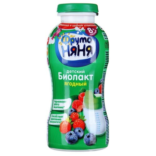 продукт кисломолочный биолакт фрутоняня яблоко с 8 месяцев 200 г Напиток кисломолочный ФрутоНяня кисломолочный ягода, с 8 месяцев, 2.9%, 0.2 л, 200 г