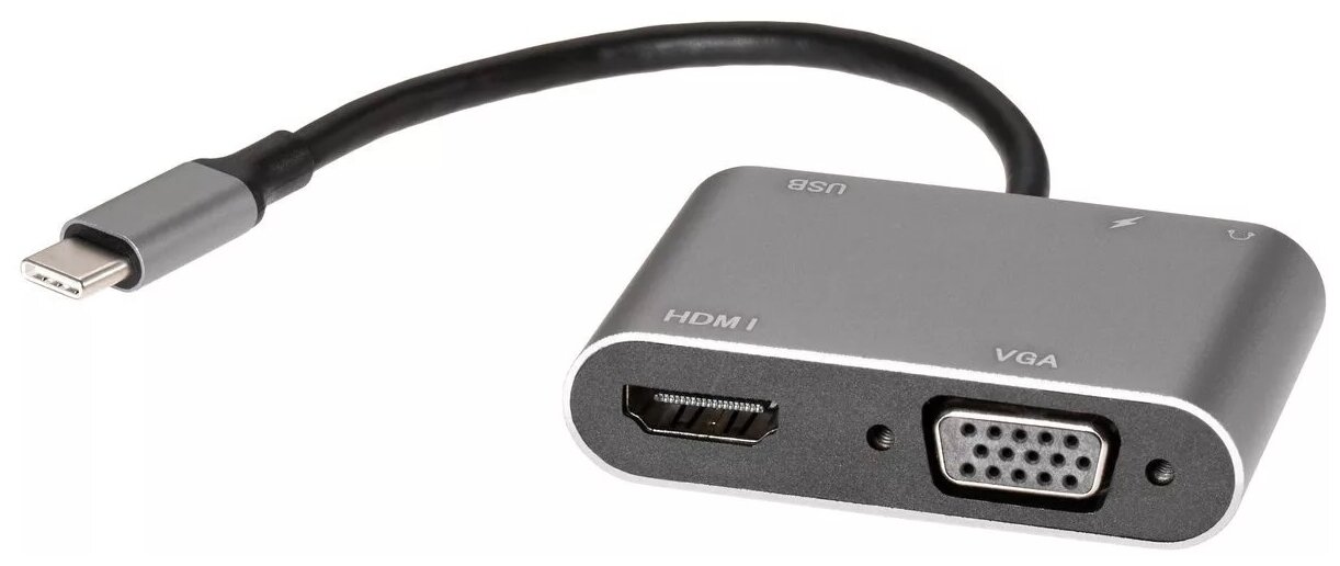 Адаптер USB Type-Cm-->VGA, HDMI 4k*30Hz, USB3.0, PD, Audio, iOpen (Aopen/Qust)<ACU4511> VCOM Адаптер-переходник AOpen/Qust USB 3.1 Type C M/HDMI F/VGA F/USB 3.0 Type A F/Jack 3.5 mm F (ACU4511) - фото №5