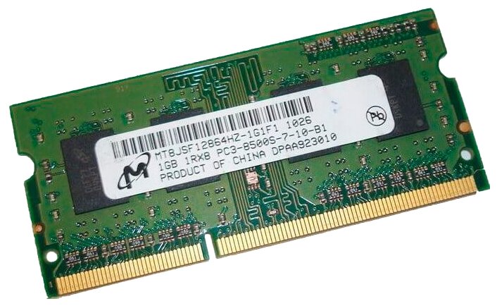 Оперативная память Micron 1Gb, DDR3 SO-DIMM (MT8JSF12864HZ-1G1F1)