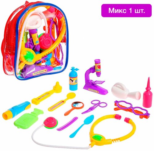 Игровой набор Доктора, Врача Маленький ветеринар в рюкзачке, 13 медицинских инструментов игрушечных предметов / микс 1 шт.