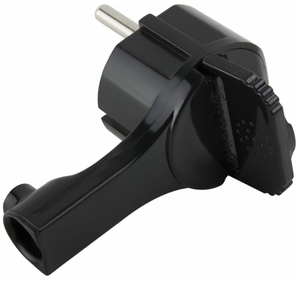 Угловая плоская вилка за шкаф с/з 16А черная FLAT PLUG Electraline 55045 15480190