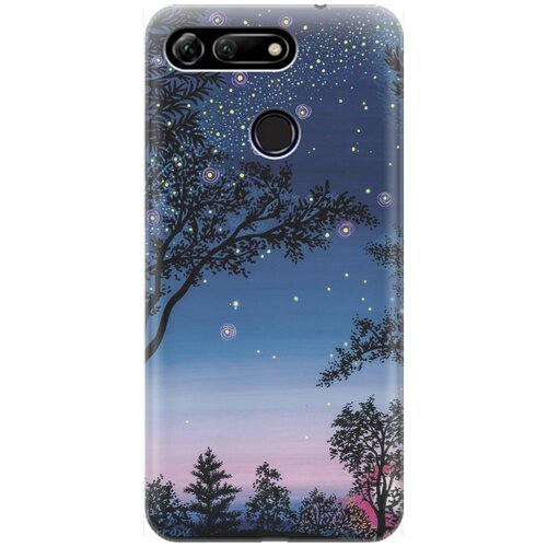 фото Силиконовый чехол на honor view 20 (v20) / хонор вив 20 с принтом "деревья и звезды" gosso