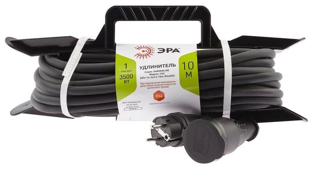 Удлинитель силовой Эра UFx-1e-3x1,5-10m-IP44(KG) (Б0050867) 3x1.5кв.мм 1розет. 10м КГ 16A пласт.рамк - фото №2