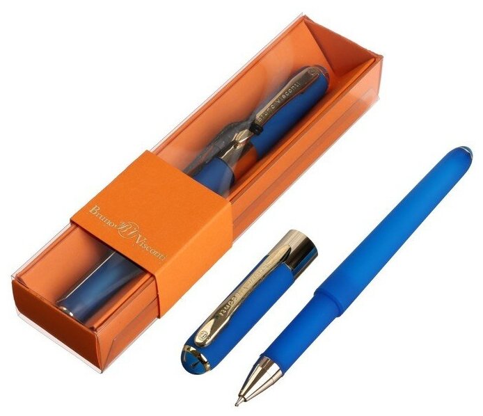 BrunoVisconti Ручка шариковая, 0.5 мм, Bruno Visconti MONACO, стержень синий, корпус ярко-синий, в футляре