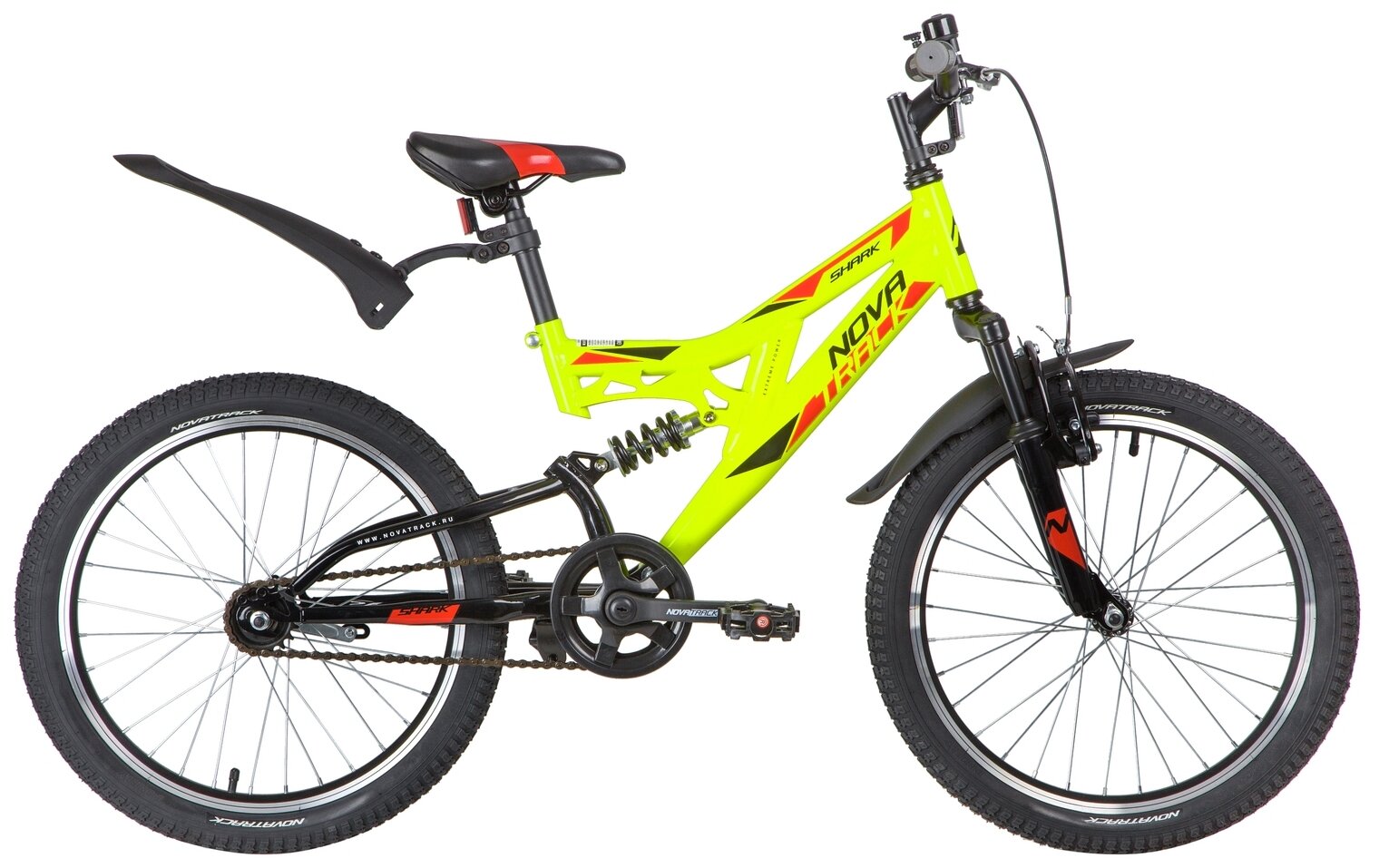 Велосипед для подростков NOVATRACK SHARK 20, салатовый (20SS1V. SHARK. GN20) (2020)