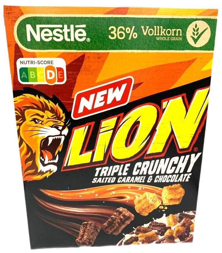 Сухой завтрак Nestle Lion Triple Crunchy Salted Caramel & Chocolate с солёной карамелью и шоколадом (Польша), 300 г - фотография № 2