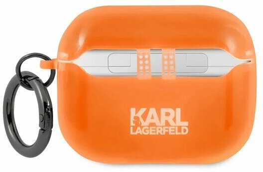 Lagerfeld для Airpods Pro чехол TPU FLUO with ring Choupette Transp Orange