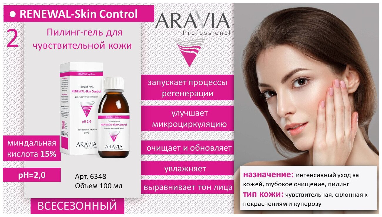 Пилинг-гель ARAVIA PROFESSIONAL для чувствительной кожи Renewal-Skin Control, 100 мл