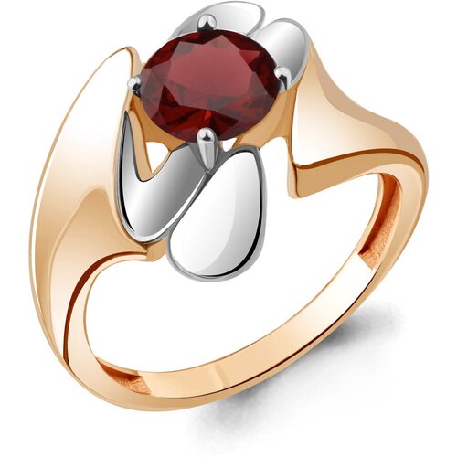 фото Кольцо diamant online, серебро, 925 проба, золочение, гранат, размер 17.5