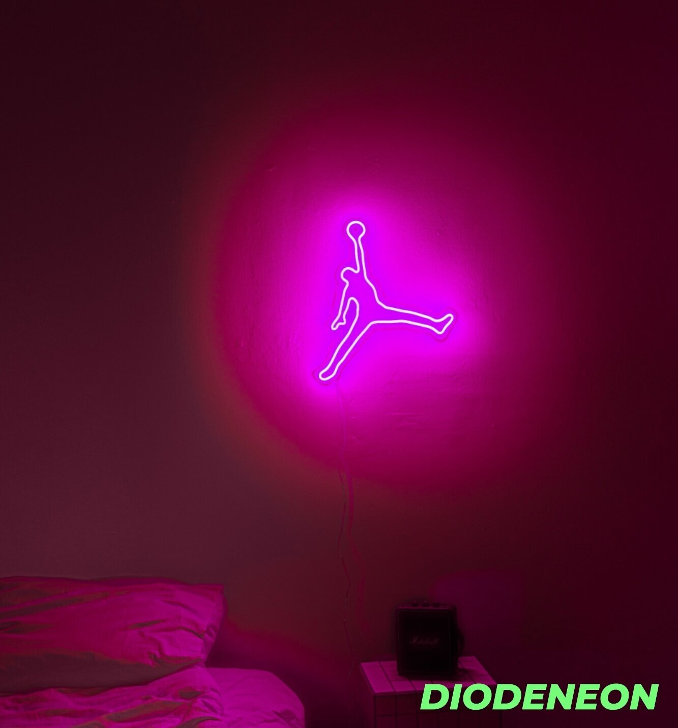 DIODENEON / Неоновый светильник - Баскетболист 40х38 см, неоновая вывеска, гибкий неон, ночник. Розовый
