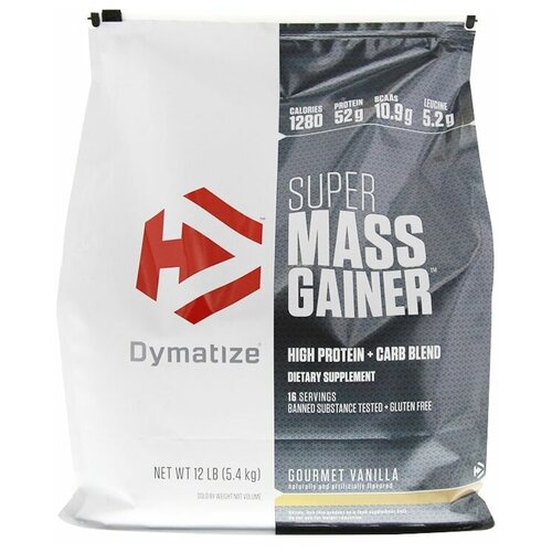 Гейнер Dymatize Super Mass Gainer, 5433 г, ваниль dymatize гейнер super mass густой шоколад 6 фунтов 2 7 кг