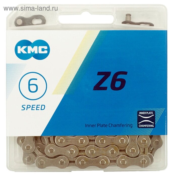 Цепь велосипедная Kmc Z6, 6ск, 1/2"х3/32", 116L, (упаковка пакет)