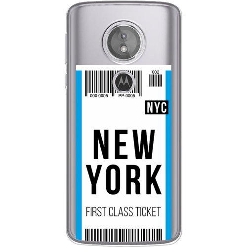 Силиконовый чехол на Motorola Moto G6 Play/E5 / Моторола Мото G6 Play/E5 Билет в Нью-Йорк, прозрачный
