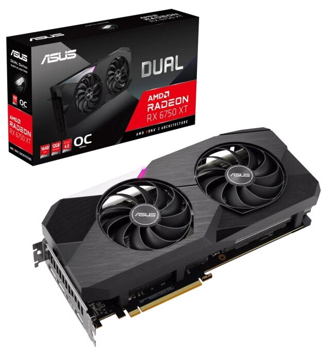 Видеокарта Asus DUAL-RX6750XT-O12G AMD Radeon RX 6750XT 12288Mb 192 GDDR6 2474/16000 HDMIx1 DPx3 HDCP Ret