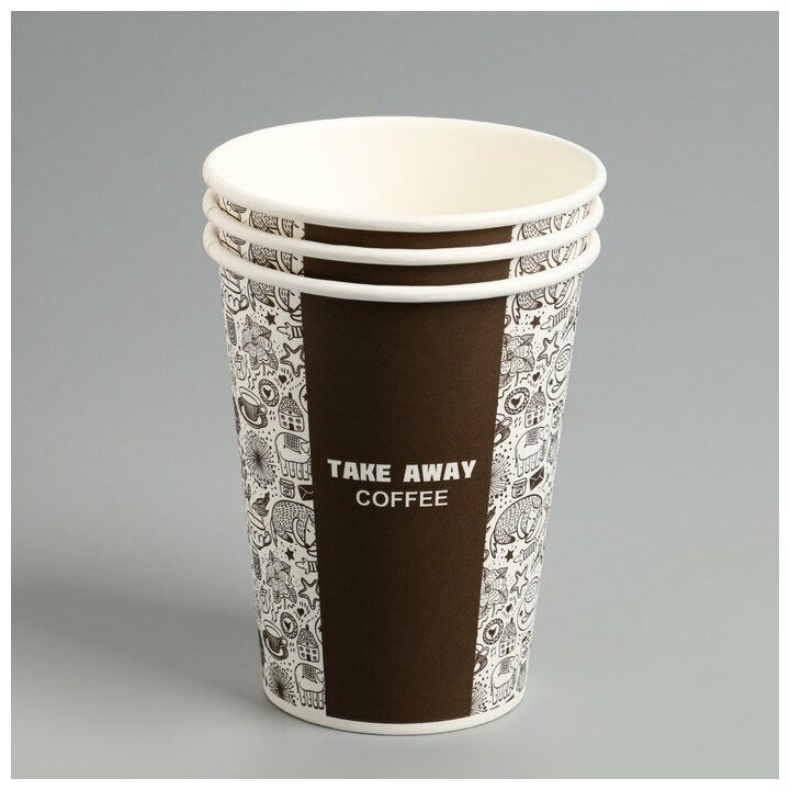 Стакан бумажный "Take Away COFFEE" для горячих напитков, 350 мл, диаметр 90 мм - фотография № 4