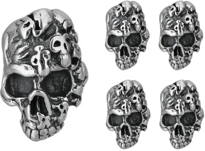 Комплект металлические бусины великолепный череп 5 шт. для темляка и браслета, LettBrin