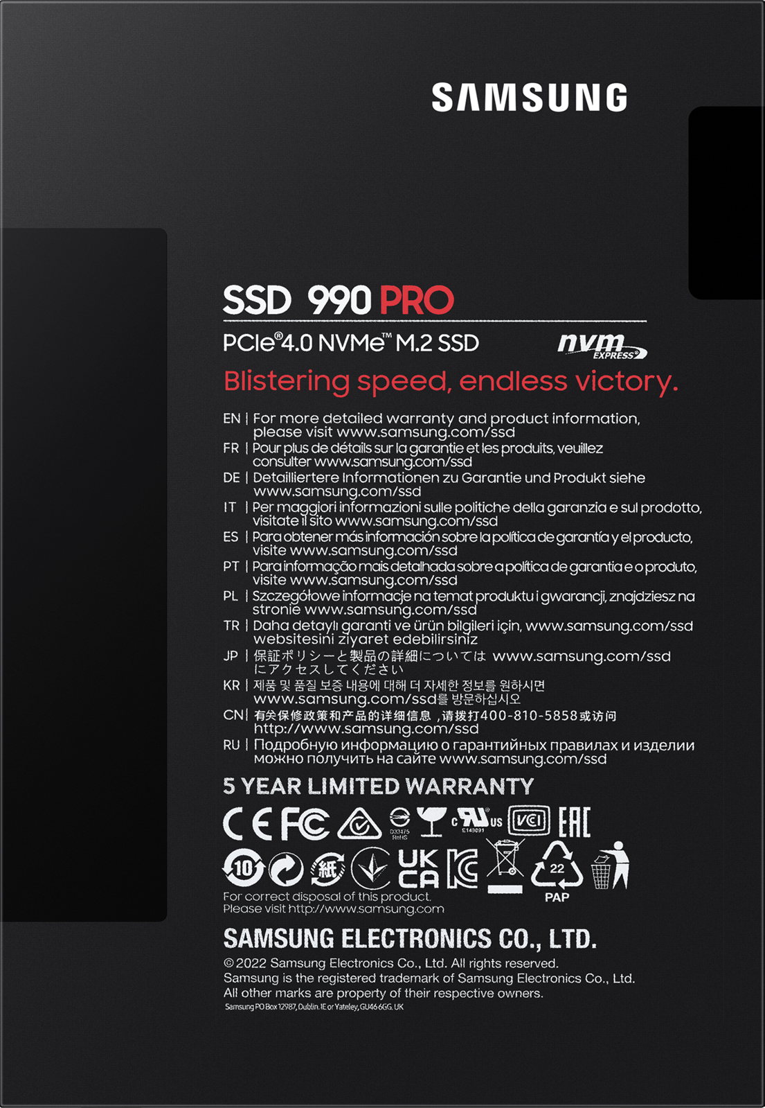 Твердотельный накопитель Samsung 990 PRO 1 ТБ M2 MZ-V9P1T0BW