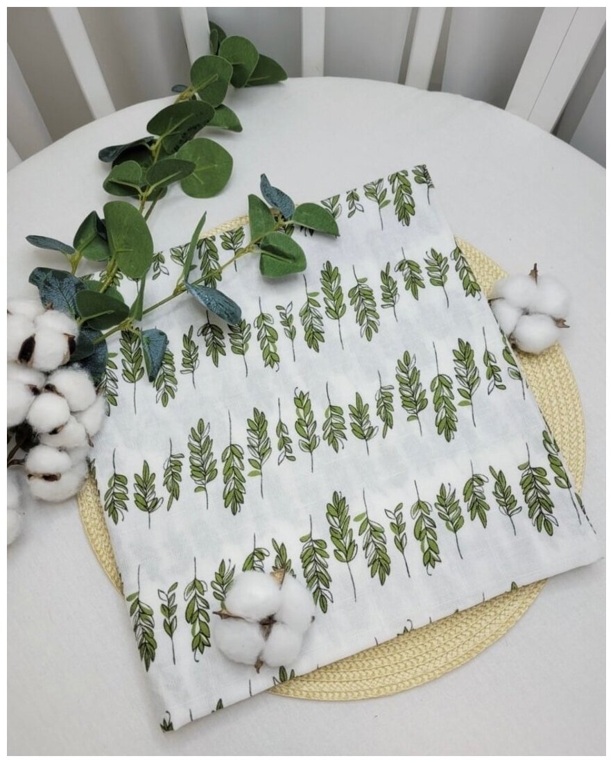 Пеленка муслиновая "Листочки" размер 100х120 см