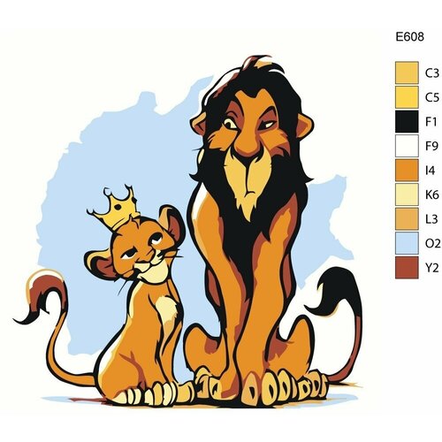 Детская картина по номерам E608 Мультфильм - Король Лев. Шрам и Нука 30X30