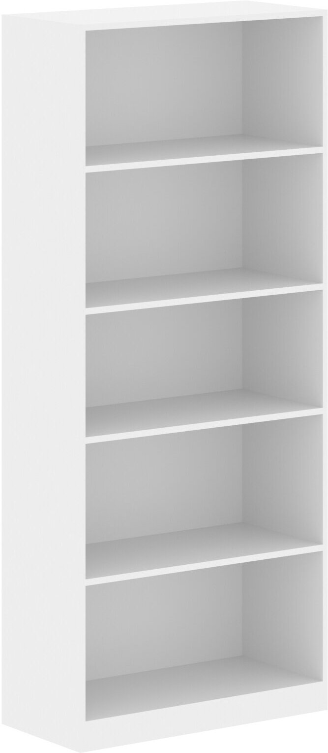 Стеллаж для книг / напольный стеллаж для хранения SIMPLE SR-5W, белый, 77х35.9х181.5 см