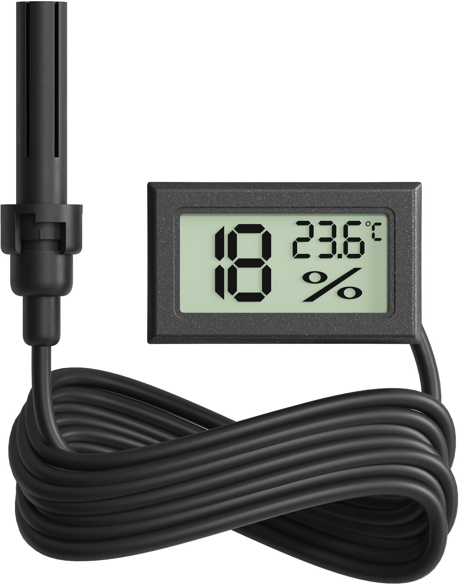 Цифровой измеритель температуры и влажности с выносным датчиком техметр TH-2, 2шт (Черный) - фотография № 4