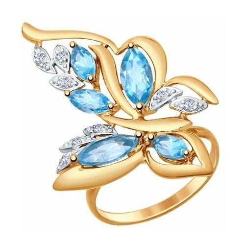 фото Золотое кольцо sokolov 714771 с топазом и фианитом diamant-online