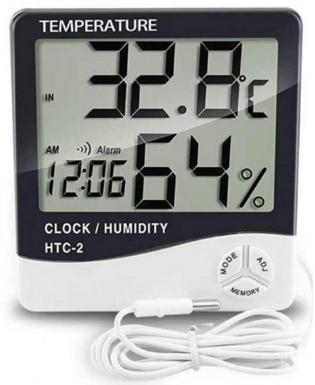 Термометр+гигрометр+часы HTC-2