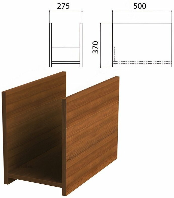 Подставка под системный блок "Эко", 275х500х370 мм, орех, 400996-19