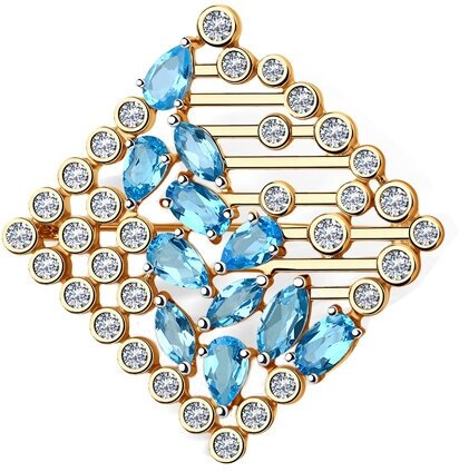 Брошь Diamant online, золото, 585 проба, топаз, фианит