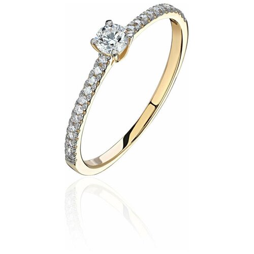 Кольцо помолвочное Эстет, желтое золото, 585 проба, бриллиант, размер 18, бесцветный