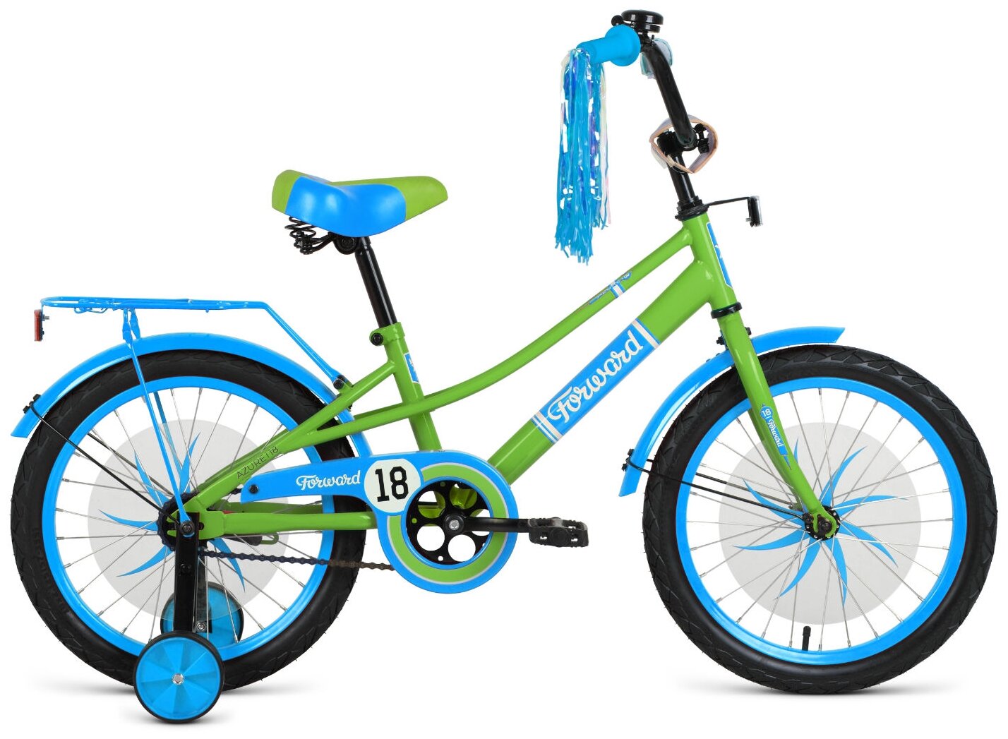 Велосипед FORWARD AZURE 20, колесо 20'', рост 10,5'', сезон 2021-2022, зеленый/голубой