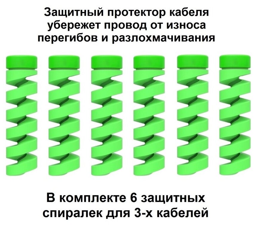 Протектор защита от перегиба для зарядного кабеля комплект для 3-х проводов