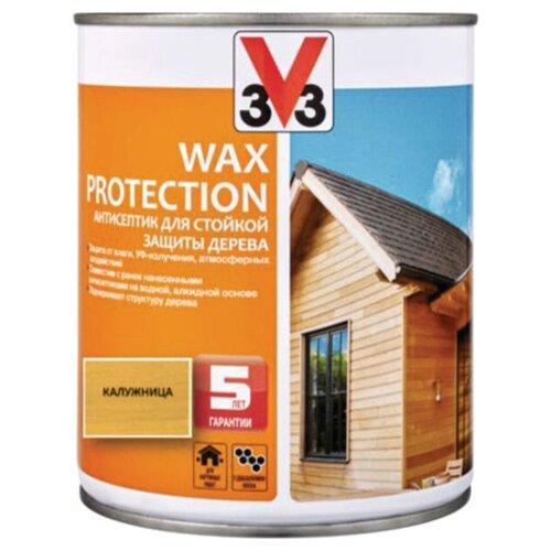 V33 антисептик Wax Protection, 2.7 кг, 2.5 л, калужница антисептик алкидный v33 power protection орегон 2 5 л