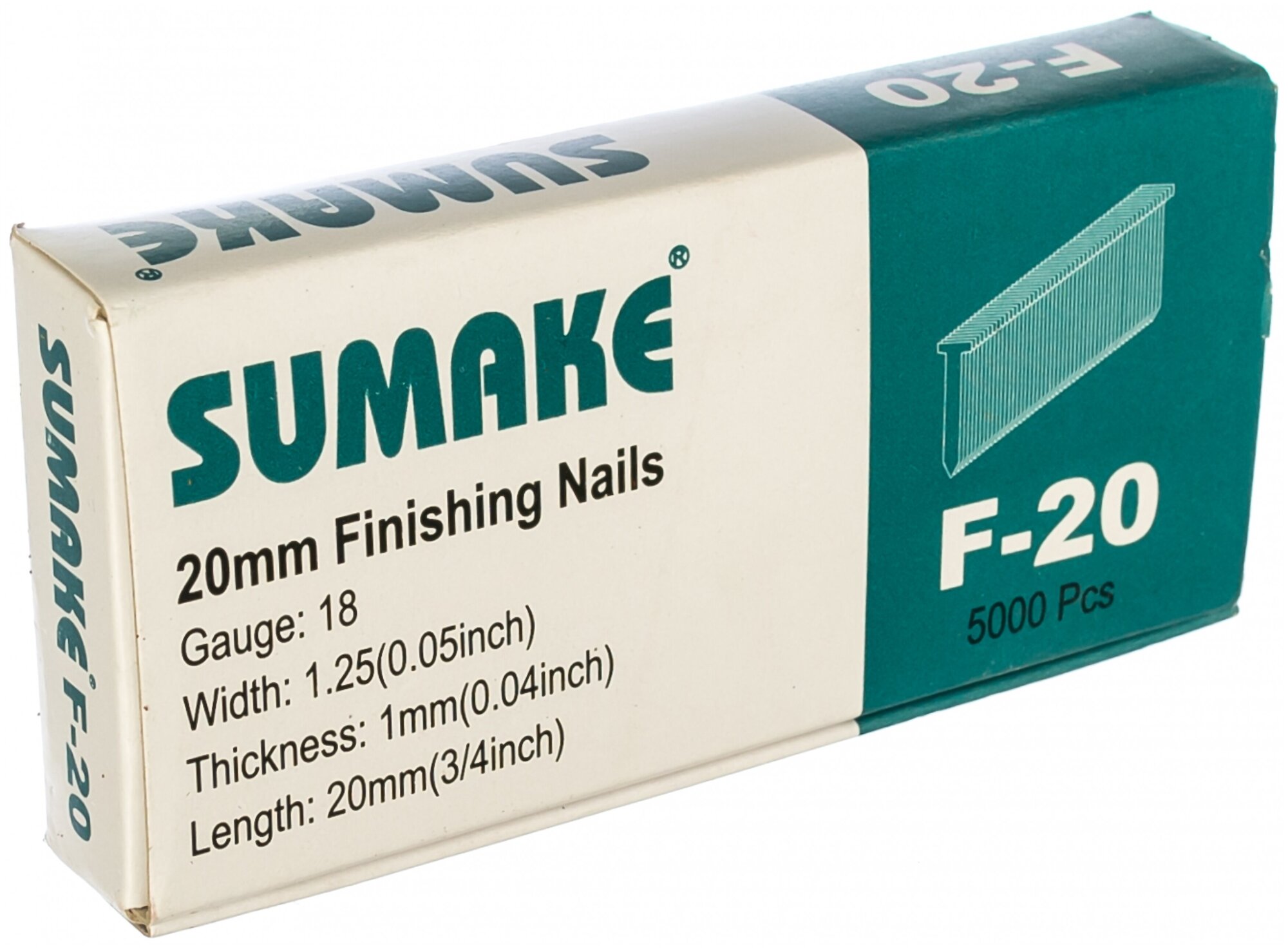 Sumake Гвозди F-20 для F18/30 и F18/50 5000шт.1x1,25x20мм 31379 - фотография № 3