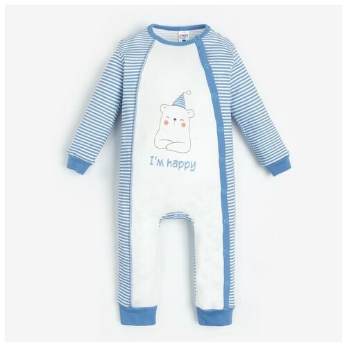 фото Комбинезон для мальчика, цвет синий/мишка, рост 62 см bonito