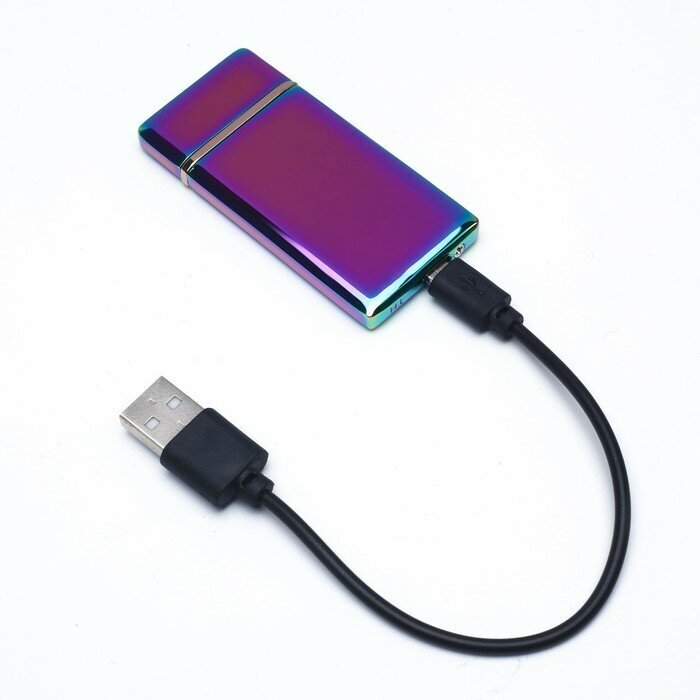 Зажигалка электронная "Люкс", USB, спираль, 7 х 3.5 х 0.5 см, хамелеон - фотография № 4