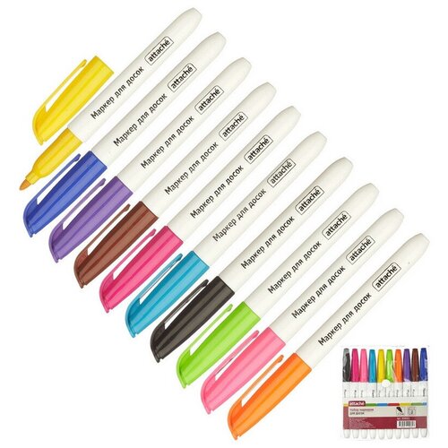 Набор маркеров для досок Attache 1-3 мм набор 10 цветов