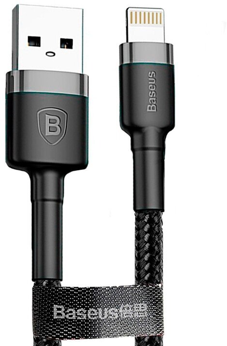 Кабель для зарядки и передачи данных Baseus Cafule Cable, USB to Lightning, 3 метра, Черный/Серый