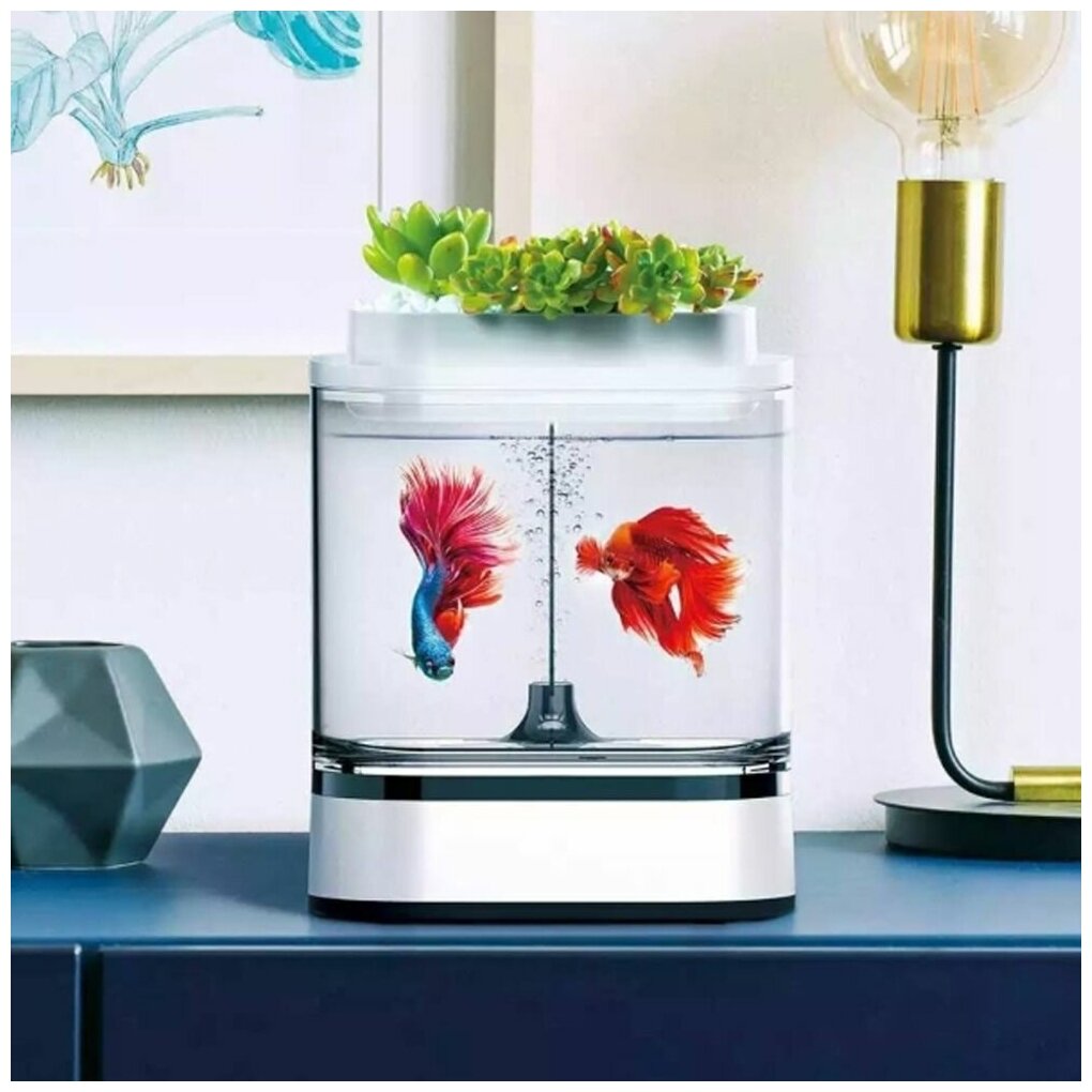 Аквариум (акваферма) Xiaomi Geometry Mini Lazy Fish Tank Pro C300 CN версия (White, белый) - фотография № 3