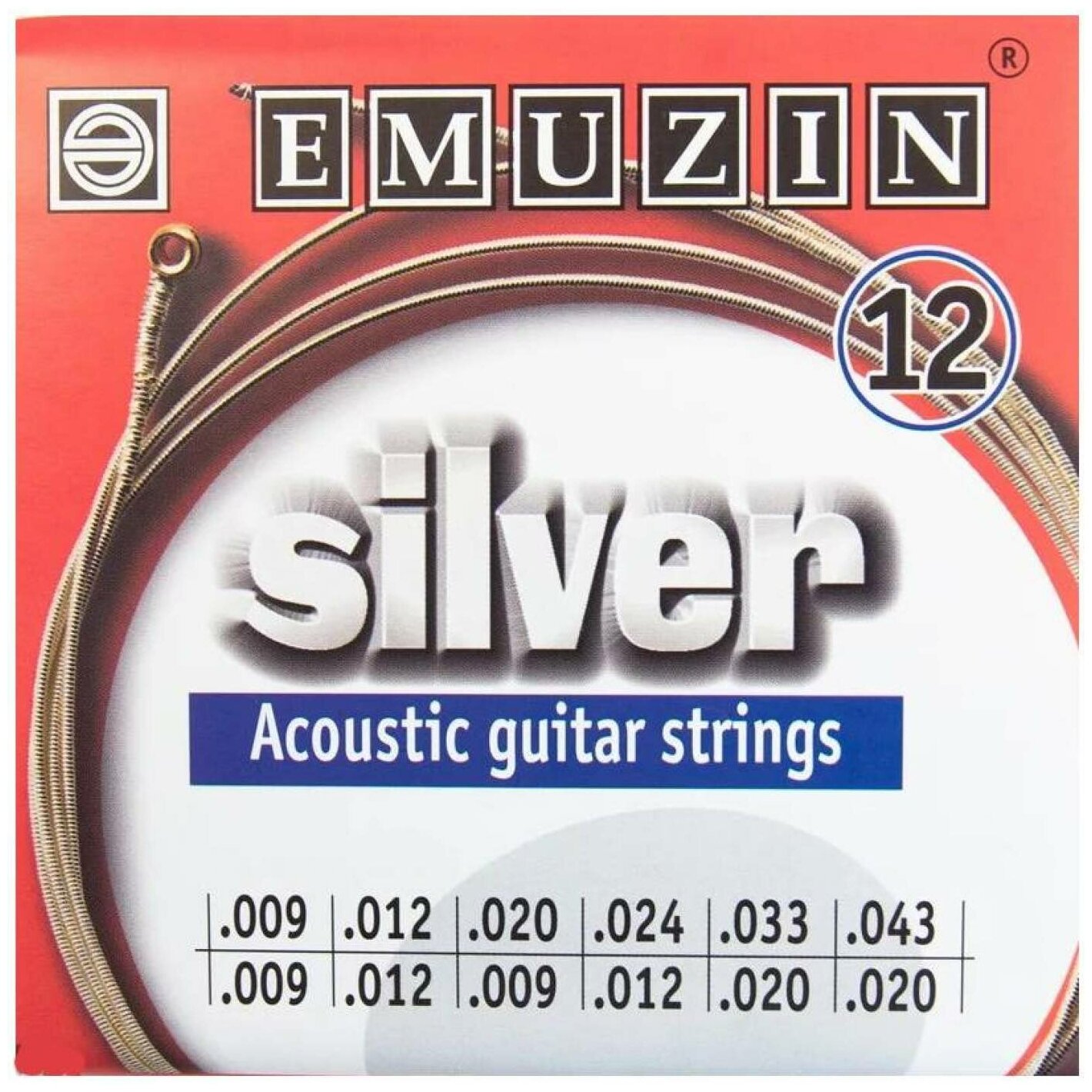 Струны для 12-ти струнной акустической гитары EMUZIN 12А232 SILVER