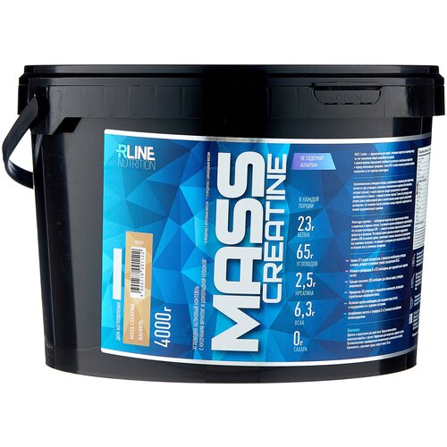 Гейнер RLINESportNutrition Mass Creatine, 4000 г, ваниль гейнер rlinesportnutrition mass 4000 г банан