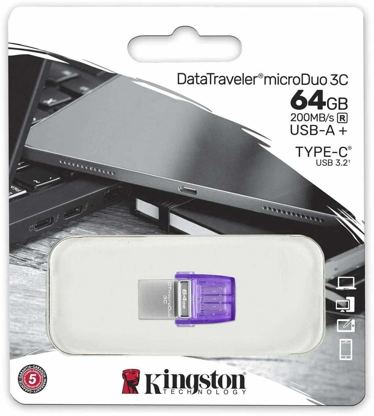 Флэш-накопитель Kingston USB3.2 64GB DTDUO3CG3/64GB