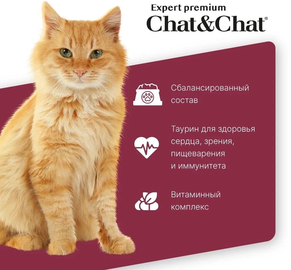 Сухой корм Chat&Chat Expert Premium Adult with beef & peas, для взрослых кошек с говядиной и горохом, 900г - фотография № 2