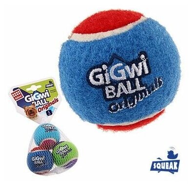 GiGwi игрушка для собак средних и крупных пород, три мяча с пищалкой (8 см) - фото №4